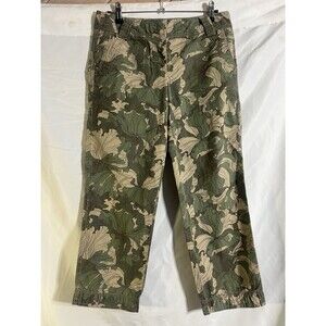 Ann T LOFT Marisa Camo Pants 2 Straight Leg Utility Chic Gorpcore Floral Green